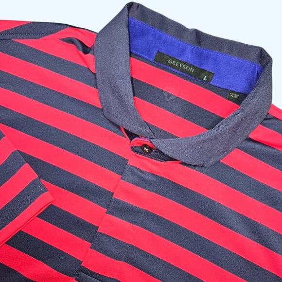 Greyson Other - Greyson Polo Shirt Blue Red Mens Large Golf Striped Stretch Casual USA